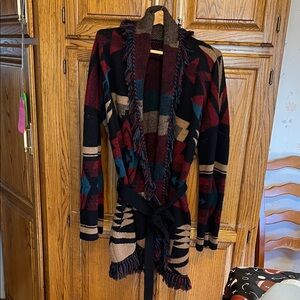 Pendleton Women’s Multicolor Aztec Knit Cardigan Sweater with Fringe